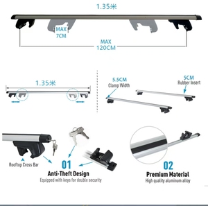 Barres de <span class=keywords><strong>toit</strong></span> en alliage d'aluminium de 120 cm, 2 pièces, rails transversaux avec porte-bagages, porte-vélos pour voitures, <span class=keywords><strong>barre</strong></span> de <span class=keywords><strong>toit</strong></span> latérale par côté - Product Image 2