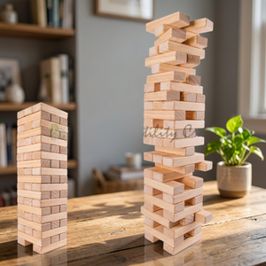Jeu de construction en blocs de bois, écologique, fait main, durable, jeu de société classique pour enfants et adultes, jouet unisexe - Product Image 3