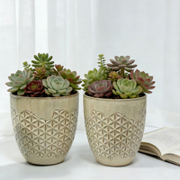 Pot Bunga Modern Keramik Berlapis Desain Relief Dekorasi Ruang Tamu Rumah Vas Lantai