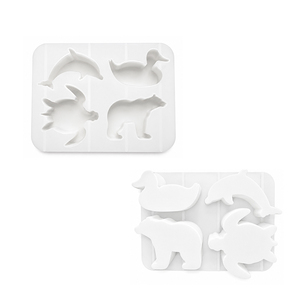 Moule en silicone 4 pôles en forme d'animal pour gâteaux, bougies, savons faits main, universel, DIY, moule compte-gouttes, moule en plâtre, moule d'aromathérapie - Product Image 1