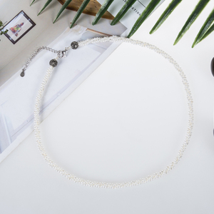 Collar de Perlas Blancas Cultivadas con Cadena Trenzada de 3 Filas de 18 Pulgadas y Perlas de 3 mm - Product Image 2