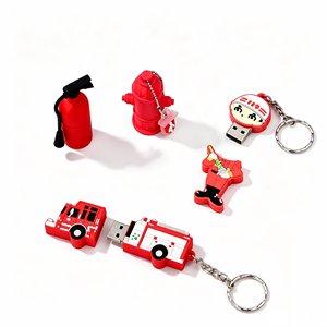 Clé USB en forme de camion de pompiers en caoutchouc 2 Go-32 Go, logo et couleurs personnalisés, interface USB 2.0, nouveau produit - Product Image 1