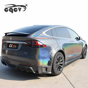 Kit de corps large en fibre de carbone de haute qualité, pour <span class=keywords><strong>Tesla</strong></span> modèle <span class=keywords><strong>X</strong></span>, diffuseur évasé <span class=keywords><strong>avant</strong></span> et arrière, jupes latérales, becquet, aile/<span class=keywords><strong>coffre</strong></span>, offre spéciale - Product Image 3