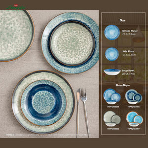 Ensemble de vaisselle écologique de style nordique assiettes et bols imprimés en céramique pour les repas à l'hôtel et à la maison - Product Image 6