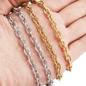 1.6mm Oval Cross <b>Link</b> Chain by Meter | 18K PVD Gold Plated Stainless Steel Textured <b>Cable</b> Chain for Necklace Bracelet Making - Product Image 2