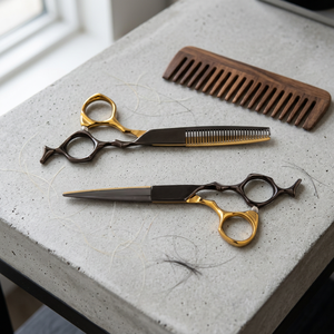 Ensemble de 2 ciseaux de coiffure professionnels en acier inoxydable à dents plates et affûtées pour droitiers - Prix de gros - Product Image 4