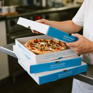 Custom Kraft Paper Pizza Boxes <b>Square</b> Recyclable Four Color Printing Food Grade Packaging Rectangular Pizza Box - Product Image 4