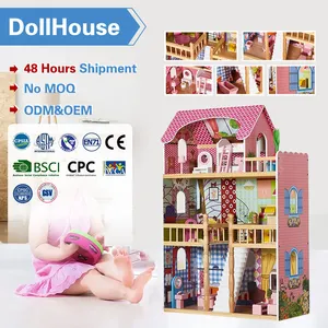 Casa de muñecas de juguete de madera en miniatura para niños, juego de simulación para niñas, venta al por mayor
