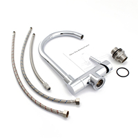 Robinet de cuisine 3 voies pivotant à 360 degrés, eau chaude et froide, en acier inoxydable 304, robinet de fenêtre de cuisine pliable