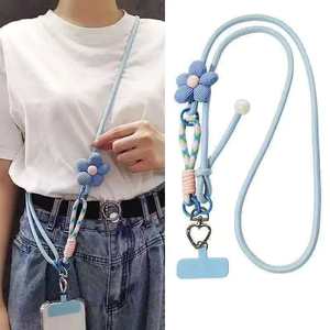 En gros, Cordon de suspension long pour porte-clés, motif fleur, avec perles, bandoulière pour hommes et femmes, pour la randonnée en extérieur - Product Image 1