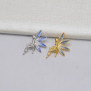 Pendentif ange en argent S925, 10-12 perles, broche pour femme, accessoires de bijoux DIY avec plateau vide semi-fini 604 - Product Image 4