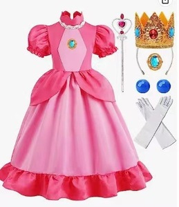 Nuevos estilos Super <span class=keywords><strong>Bros</strong></span> niños princesa vestido rosa Halloween Cosplay disfraces traje con accesorios - Product Image 2