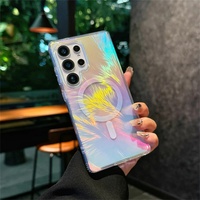 Farbverlauf Aurora Laser Feder Magnetische Hülle für Samsung S25 Edge S24 S23 Ultra Plus FE Magnetische Kabellose Ladehülle