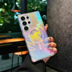 Colorful Gradient Aurora Laser Feather Magnetic Case for Samsung S25 Edge S24 S23 Ultra Plus FE Magnetic <b>Wireless</b> Charging Cover - Product Image 6