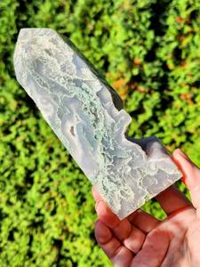 Venta al por mayor de Torre Cuadrada de Ágata Musgosa Natural, Piedra de Cristal Pulido con Punta para Sanación Reiki, Decoración del Hogar, Adorno de Oficina, Regalo - Product Image 4