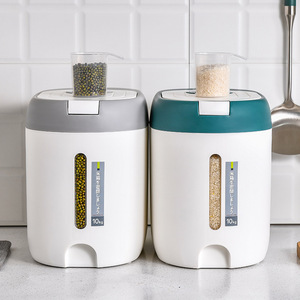 Conteneurs de stockage de riz en plastique sans BPA avec couvercle automatique rabattable 5KG/10KG, hermétiques et anti-insectes pour céréales, garde-manger et organisateur d'aliments secs - Product Image 4