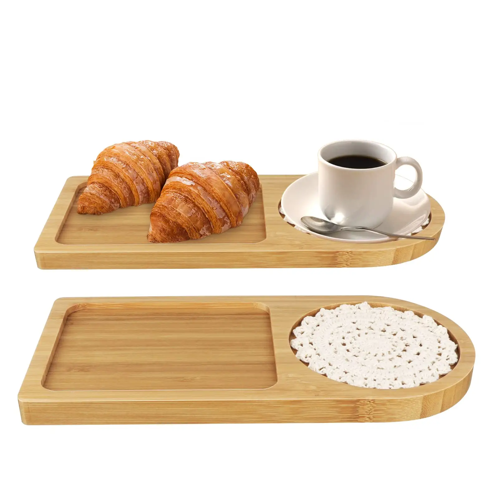 Eco-friendly Small Tray French Bread Tray Fruit Platter Coffee Tea Dessert Bamboo Serving Tray