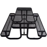 Meubles de jardin en métal pour terrasse extérieure, table à manger et banc en acier thermoplastique, ensemble table et chaises de pique-nique pour restaurant
