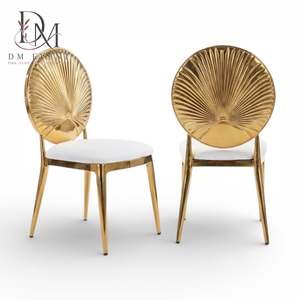 Chaise de banquet de mariage haut de gamme en acier inoxydable avec finition dorée et assise et dossier en cuir PU pour événements hôteliers - Product Image 2