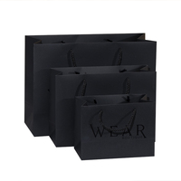 Sacs en papier noirs imprimés personnalisés, avec votre propre Logo, sachets d'emballage durs pour cadeaux et vêtements, avec poignées, 50 unités