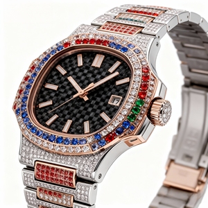 Bijoux Vvs Moissanite Montres pour femmes et hommes Mode personnalisée Vintage hommes Strass de forme carrée entièrement <span class=keywords><strong>Ice</strong></span> Out - Product Image 4