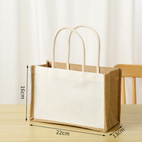 Sacs fourre-tout en jute 32*21*13cm avec poignées en corde, fermeture épaule, doublure imperméable réutilisable pour mariage, demoiselle d'honneur, fête des mères