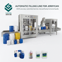 Machine de remplissage, de bouchage et d'étiquetage automatique pour bidons et jerricans de 5L/10L/20L/30L pour liquides chimiques moussants et corrosifs