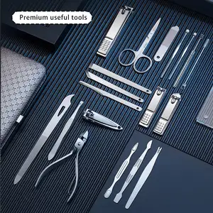 Chuyên Nghiệp 19 Pcs Làm Móng Tay Thiết Lập Thép Không Gỉ Móng Chân Thiết Lập Nail Clipper Làm Móng Tay Công Cụ Chải Chuốt Kit Với Trường Hợp Di Động