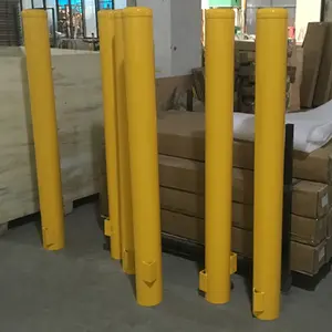 24, 36, 42, 48 pouces Hauteur Jaune Surface Métallique Acier Monté Parking Crash Protection Borne Fixe pour la circulation