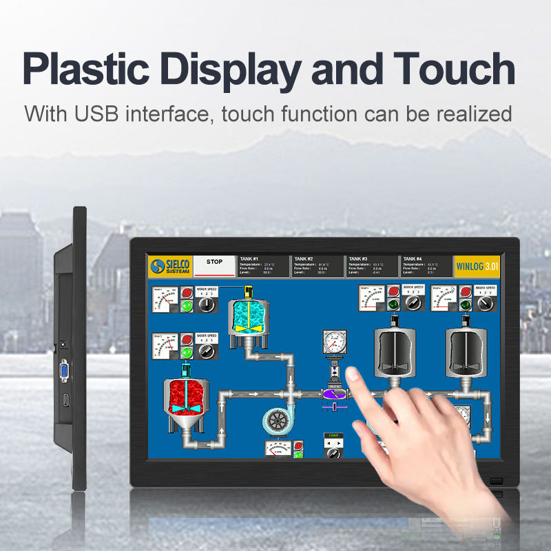 13.3 Inch LCD Display Computer Monitor Plastic Case LED Backlight 12V DC Input Wall Mount Desktop Industrial Monitor
