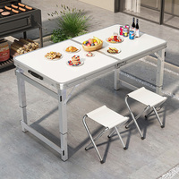 Mesa Plegable para Acampar, Tipo Maletín, para 4-6 Personas, Portátil, Ligera, Ajustable en Altura