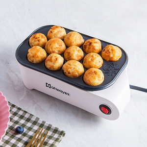 Pembuat Takoyaki Mini Otomatis untuk Rumah Tangga, Mesin Pembuat Kue Bola Gurita Jepang Multifungsi dengan Pelat Anti Lengket 220V/Putih - Product Image 2