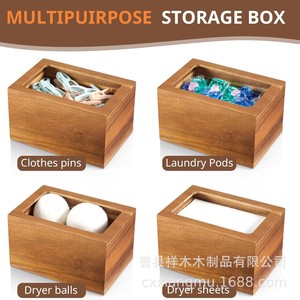 Wooden <b>Tissue</b> Box Solid Wood Retro <b>Color</b> For Living Room And Bathroom - Product Image 2