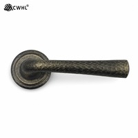 Paire de poignées de porte à levier sculptées en laiton bronze antique avec rosette ronde pour intérieur, chambre, hôtel, appartement