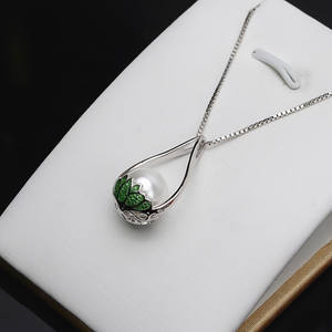 Pendentif en argent S925 de style coréen, forme panier de fleurs, support vide pour perles DIY, chaîne de clavicule 9-10 mm pour composants de bijoux - Product Image 2