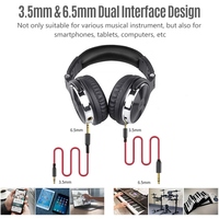 Casque filaire d'écouteurs de moniteur d'instrument de musique professionnel avec câbles audio de 3.5mm et 6.5mm pour clavier de piano