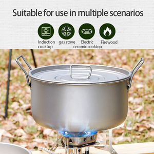 2.1L Pure Titanium Ultralight 267g <b>Camp</b> Cooking Pot Foldable Handle for Backpacking & Camping - Product Image 4