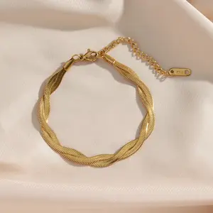 Bracelet croisé à double couche de style INS Bracelet chaîne en os de serpent Bracelet en acier inoxydable pour filles