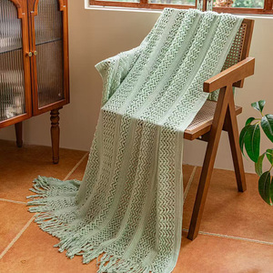 Manta de punto acrílico con borlas y patrón de cable, para sofá o cama, ideal para la siesta en la oficina. - Product Image 4