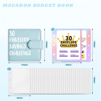 Organiseur de budget personnalisé en cuir PU format A8, petit format mini, défi d'épargne de 30 jours, avec pochettes et enveloppes