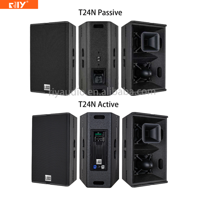 T24N Dual 12 Inch Active/ Passive Full Range Speaker Professional Dj Pa System Audio Sound Stage Speaker for Show, Performance