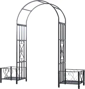 Arco de ferro estilo europeu, arco de casamento de metal, minimalista, com cesta de plantas, arco para escalada, para áreas externas