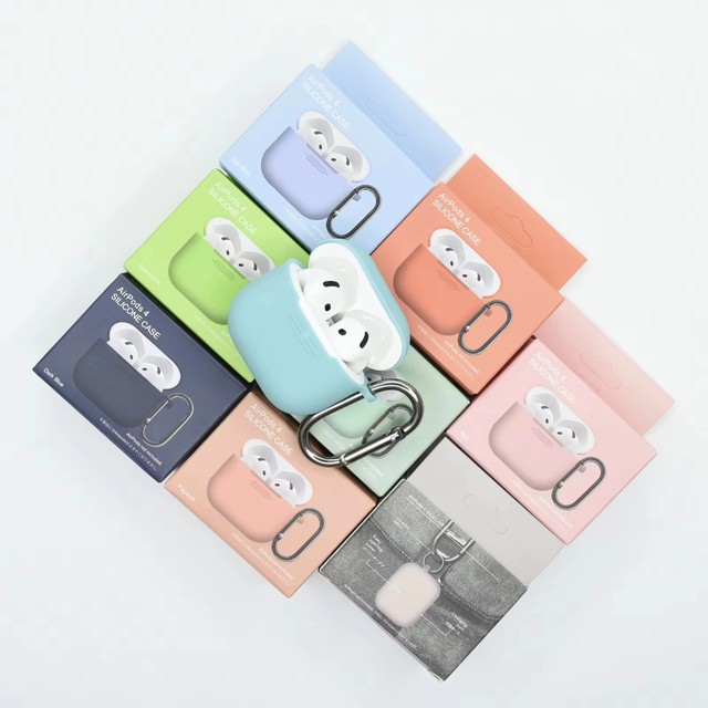 Box Package New Ins Fashion Simple Solid Color Silicone Soft Protective Earbuds Case for Airpods4 Case Cover