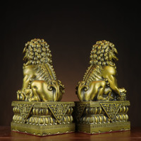 Statue de lion en laiton en gros, sculpture de chien gardien Foo, décoration Feng Shui personnalisée OEM pour l'entrée des hôtels et des maisons