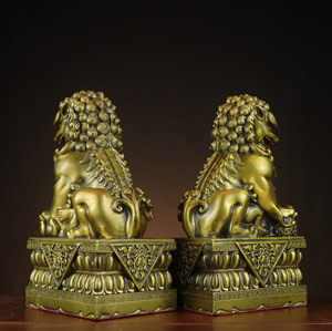 Estatua <span class=keywords><strong>de</strong></span> León <span class=keywords><strong>de</strong></span> Latón al por Mayor, Escultura <span class=keywords><strong>de</strong></span> Perro Guardián Foo, Decoración Feng Shui Personalizada OEM para Entrada <span class=keywords><strong>de</strong></span> <span class=keywords><strong>Hotel</strong></span> y Hogar - Product Image 3