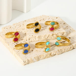 변색 무료 18K 리얼 골드 도금 스테인리스 스틸 링 크기 조정 가능 - Product Image 2