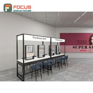 Luxury Wig Display Cabinet Glass Shelf Lockable Door Multi Drawer Hair Store Display Cabinet Unit - Product Image 1