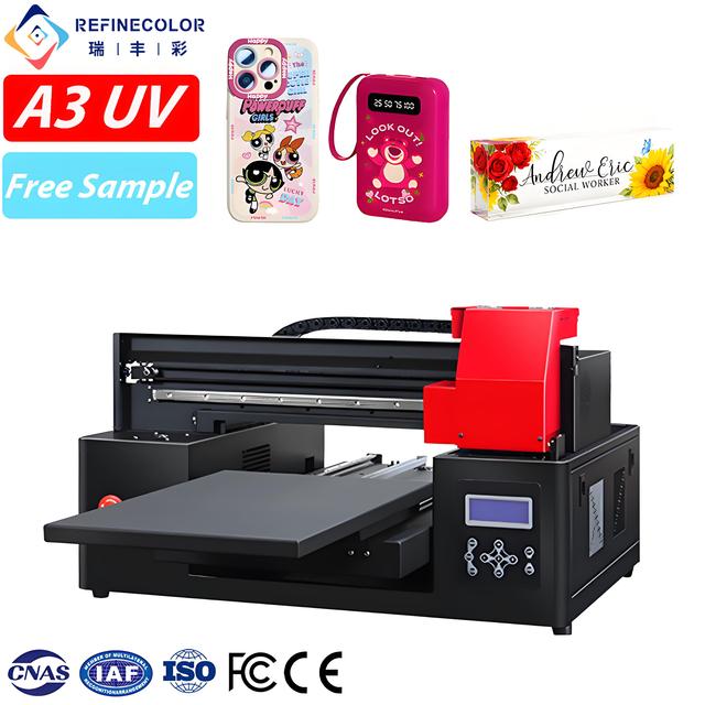Refinecolor Low Cost Uv Printer A3 Epson F1080 Printhead Printing Machine for Phone Case Power Bank Glass Name Plate Golf Balls