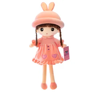 Falda de felpa suave para niña, juguete personalizado con gorro de Orejas de conejo combinado