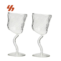 Verre à vin rouge soufflé à la main en borosilicate de haute qualité, design créatif torsadé effet glacier, pour cocktails, bars, restaurants, cadeaux (vente en gros)